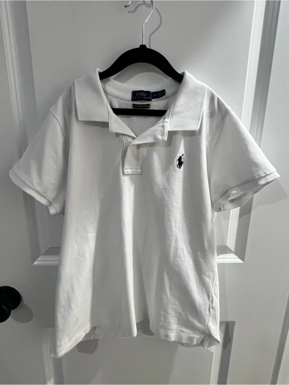 EUC- Ralph Lauren White Polo Shirt with Navy Pony